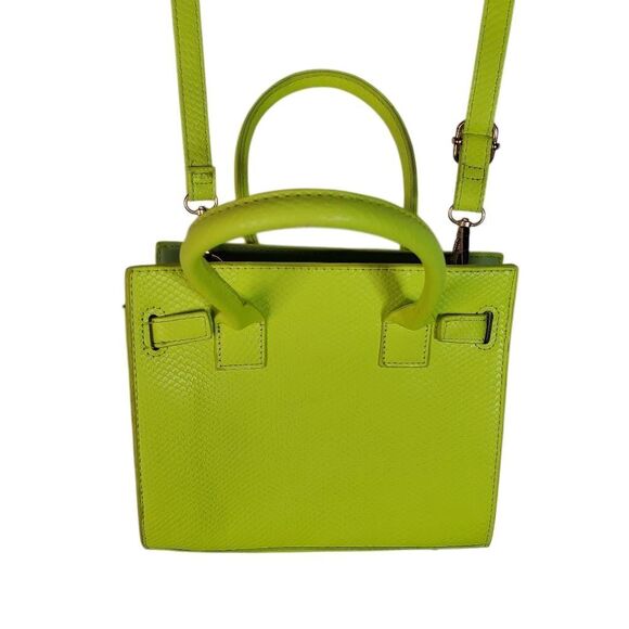 NWT PU Leather Textured Crossbody Nano Tote Bag Neon Green OS - Picture 10 of 10